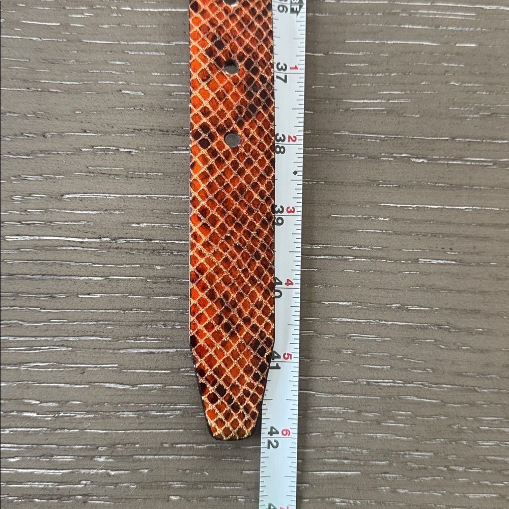 Michael Kors Brown Orange Leather Belt with Gold Tone Buckle Snake Print Size L - Picture 5 of 12